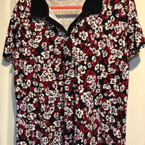 Golf Polo Shirt Flora Navy & Red Womens XL